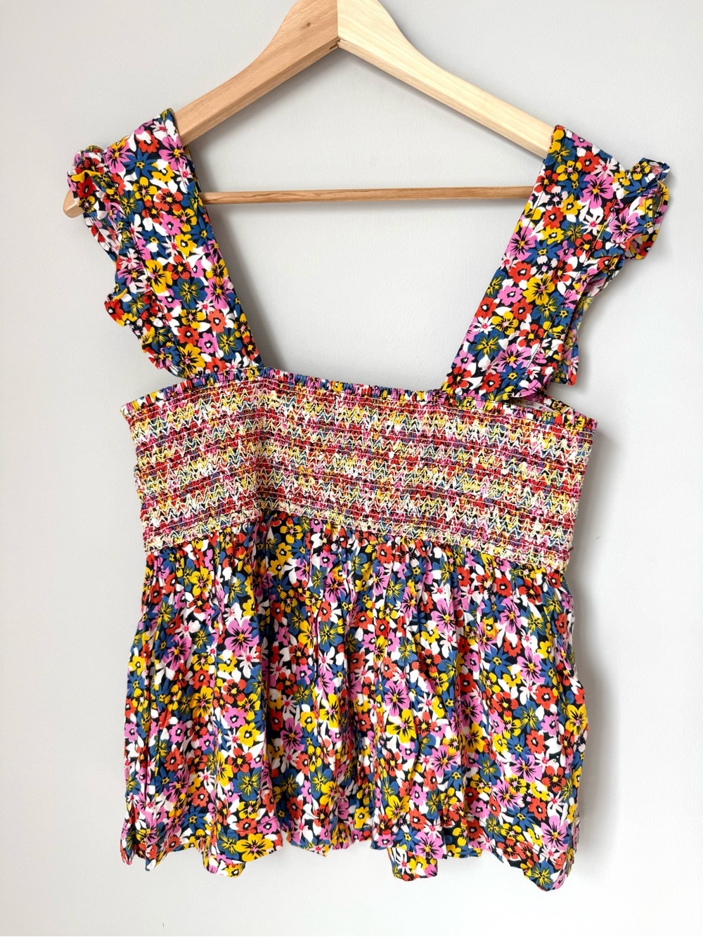 NWT Urban Outfitters Charlotte Smocked Ruffled Floral Babydoll Top - Picture 4 of 4